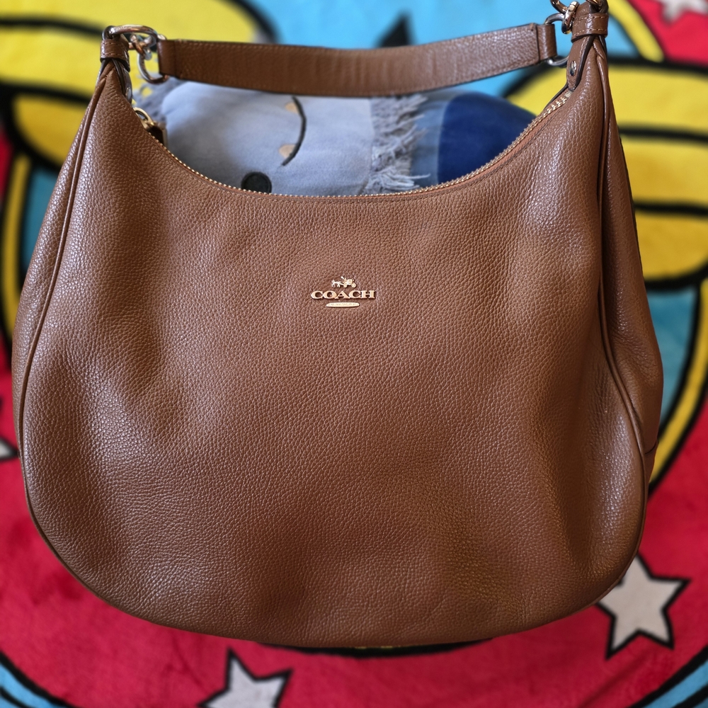 Coach Brown Pebbled Leather Hobo Bag